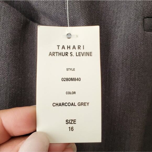 Tahari Women Suit Dress Pant Gray 16 Stretch Straight Leg Career Modern Neutral - Picture 4 of 15